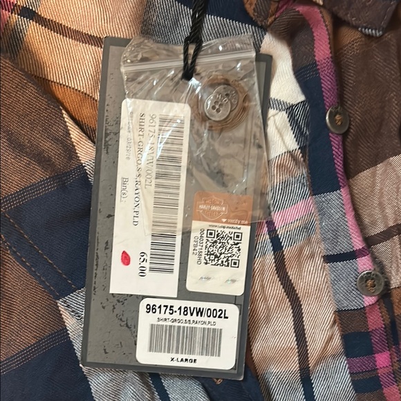 Harley-Davidson Blue and Brown Casual Button Down Shirt - Picture 2 of 7